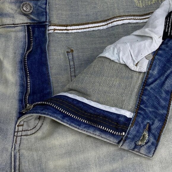 Tulones Men's Stacked Distressed Flare Jeans Light Blue Size 42 – NWT - Picture 6 of 8